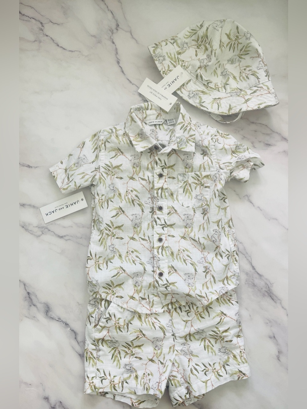 $128 NEW Set of 3 pc - Baby Boy 18-24 months The Cabana Shorts Shirt Hat Koala